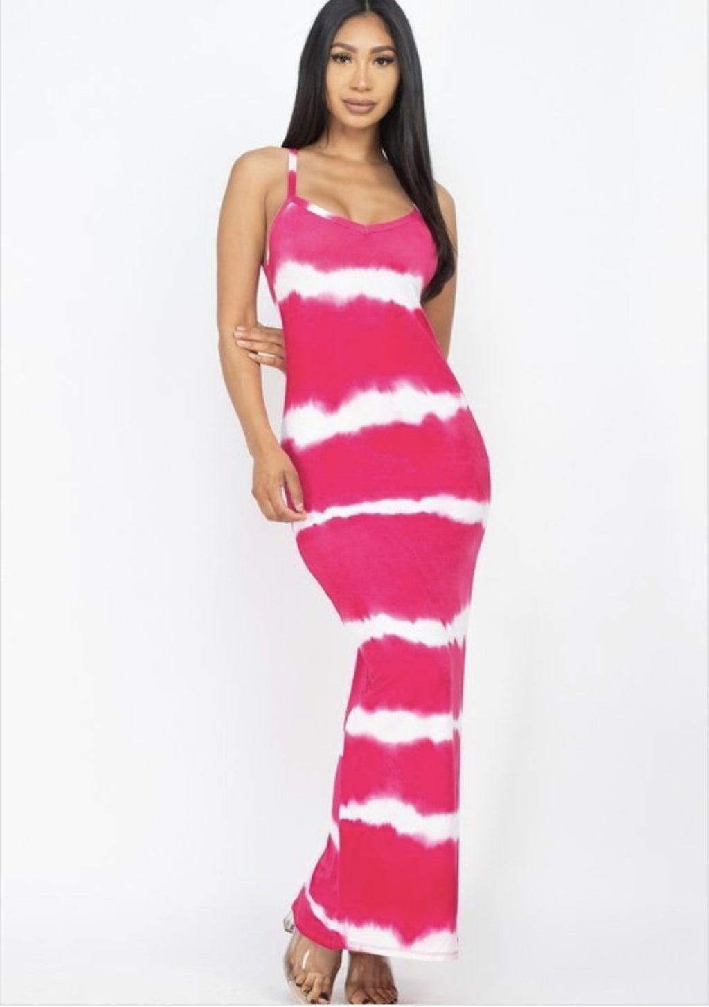 Striped Tie-Dye Maxi Dress